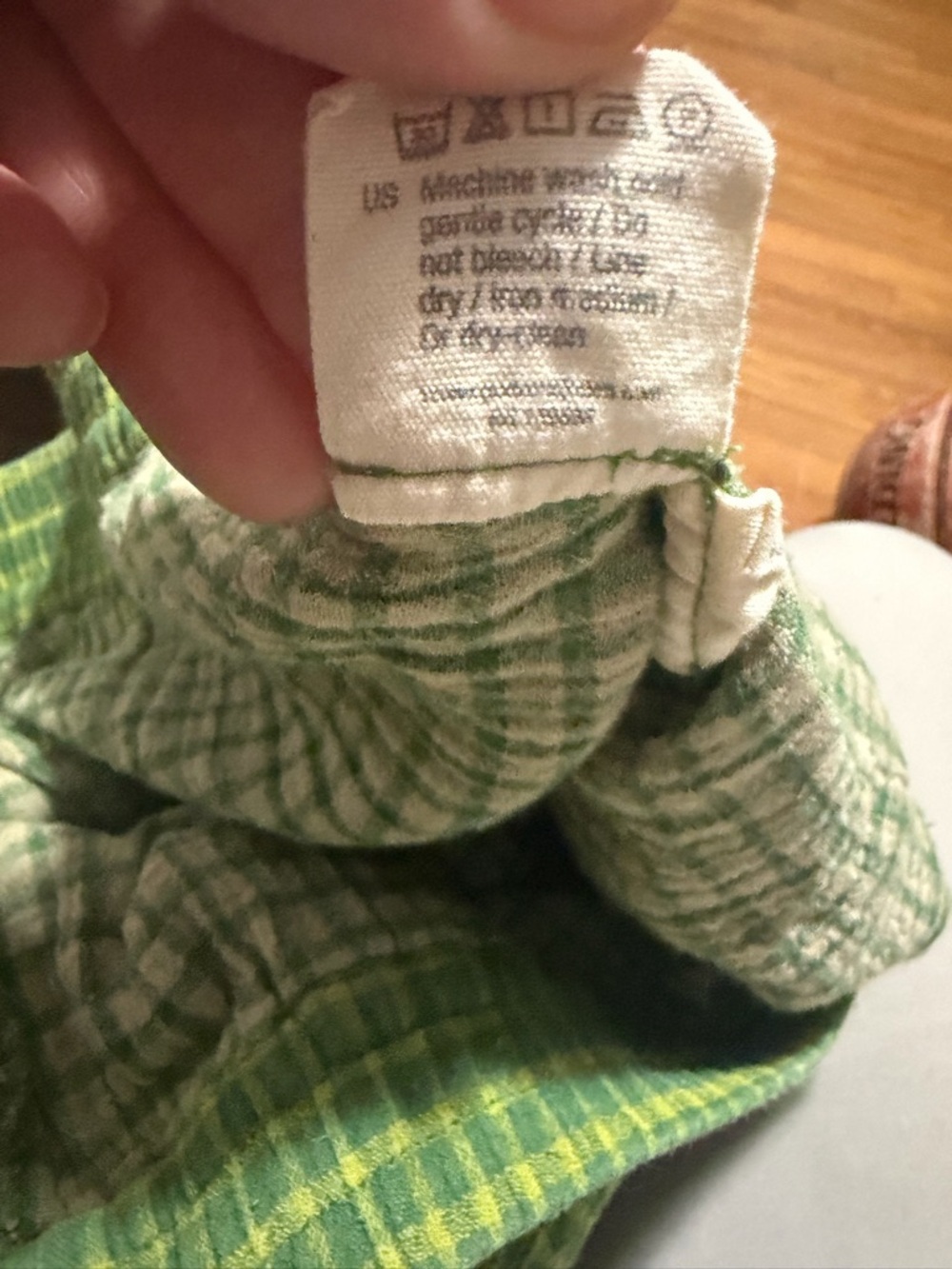 Gundrun Sjoden Lagenlook Organic Cotton Green Gingham Plaid Pants Medium. - Picture 6 of 6